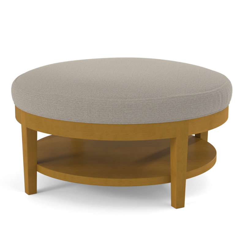 Midtown Upholstered Ottoman, Beige Performance Fabric; 0851-73, Honey Finish