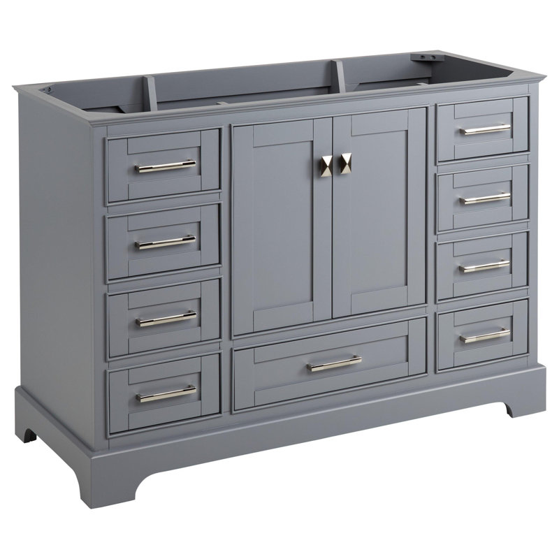 Quen 48" Freestanding Single Basin Vanity Set with Cabinet, Vanity Top, and Oval Undermount Sink, Gray, Carrara Marble