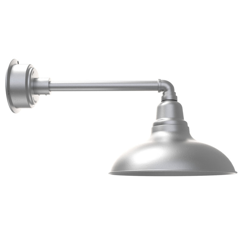 Luminaire de grange d’extérieur à del Idella, H 10 po x l 12 po x P 31 po, Argent galvanisé