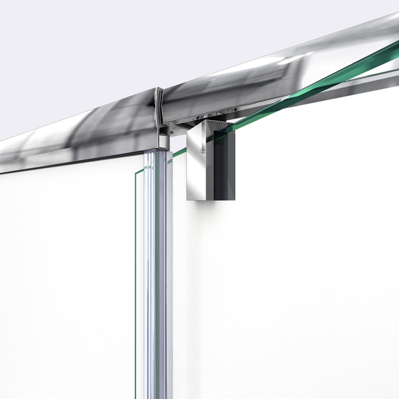 Flex 42" x 74.75" Rectangle Pivot Shower Door with Base Included, Brushed Nickel, White