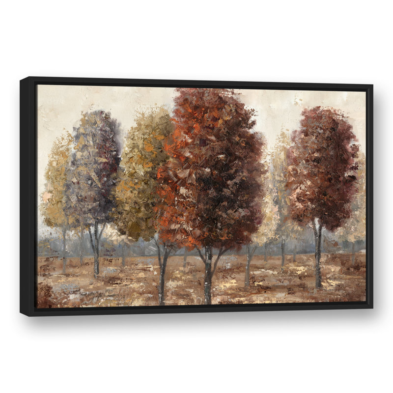 Spice Tone Trees - Peinture, H 25,75 po x l 37,75 po x P 1,75 po, Toile à cadre flottant noir