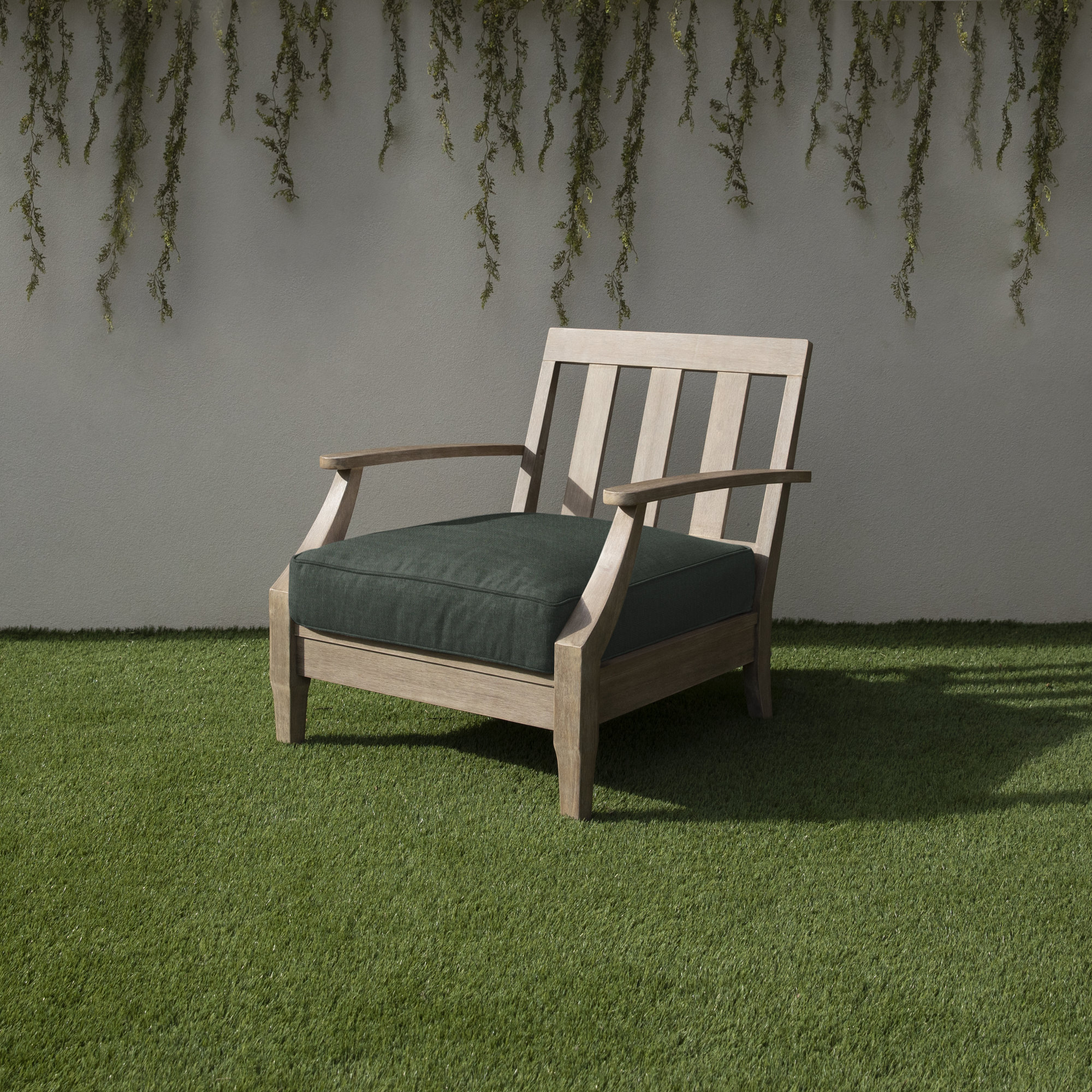 Davana Outdoor Lounge Chair Cushion, Dark Green, 25" W x 23" D