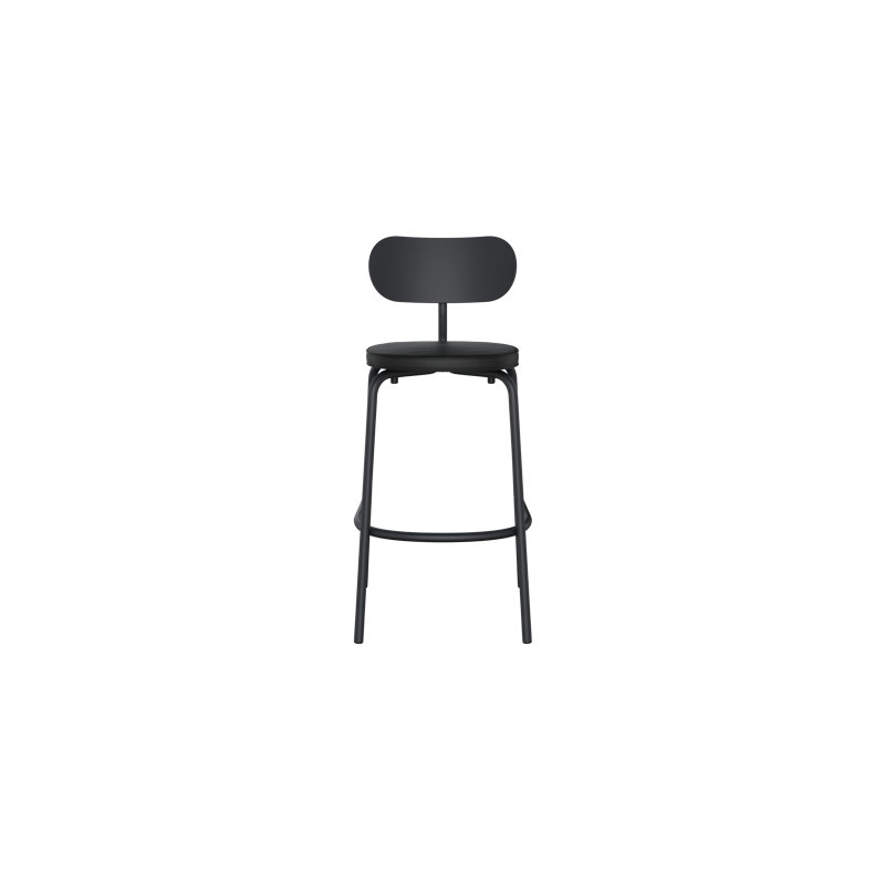 Tabouret de bar rembourré Khylia, Noir