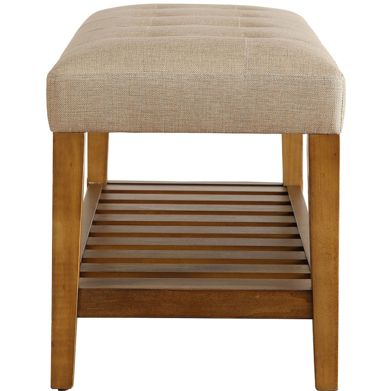 Banc rembourré avec tablette - Beige et chêne