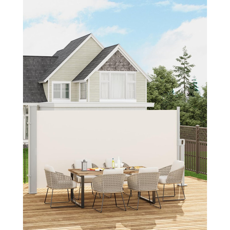 Auvent rétractable double 71 "x236" pour terrasse, écran d'intimité rétractable résistant à l'eau et aux rayons UV, cloison pliante rétractable pour jardin, cour arrière