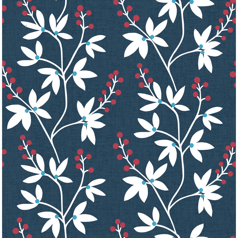 Rouleau de papier peint L 33 pi x l 20,5 po Petaluma Linnea Elsa, Bleu marine