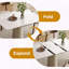 Table pliante rétractable à dalle de roche - Base carrée en acier inoxydable recouverte de cuir (deuxième option)