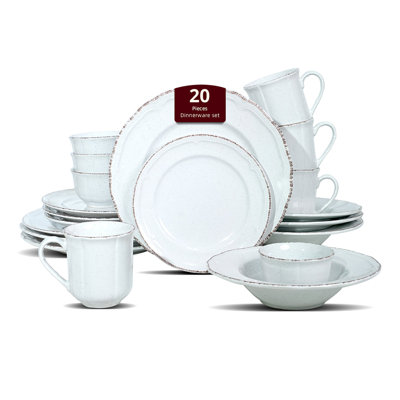 Service de table en grès émaillé antique HomeVSS French Country, 20 pièces, service pour 4
