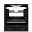 Meuble-lavabo de 30 po avec lavabo simple, noir, bois massif et matériau, support de rangement à deux portes, panneau amovible pour tiroir, tablette réglable, trop-plein en céramique, rebord central, rebord plat,-1090716263