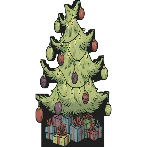 SP13576 «Comment le dessin de Noël des Fêtes a volé un arbre de Noël en carton découpé, debout, debout