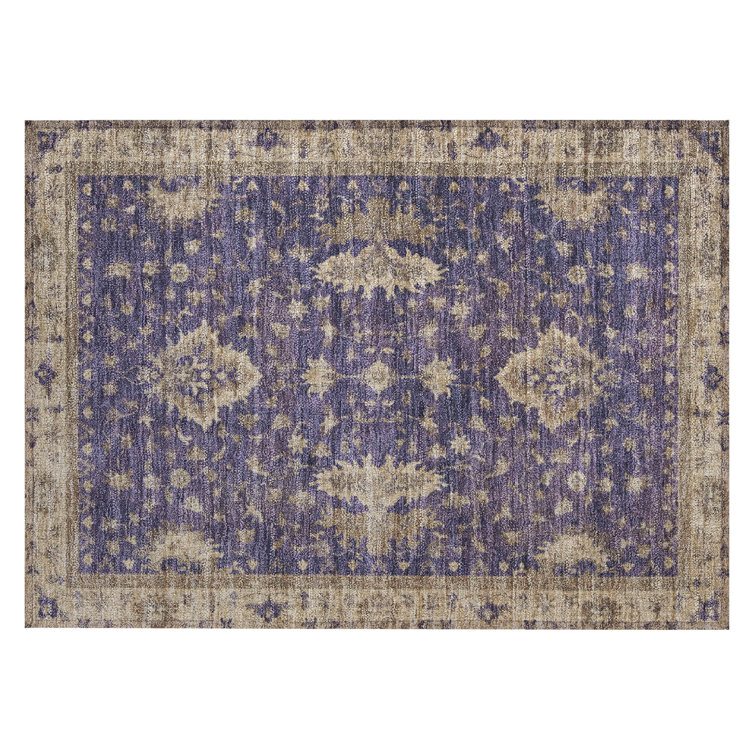 Machine Washable Indoor/Outdoor Xhevrie Purple Rug