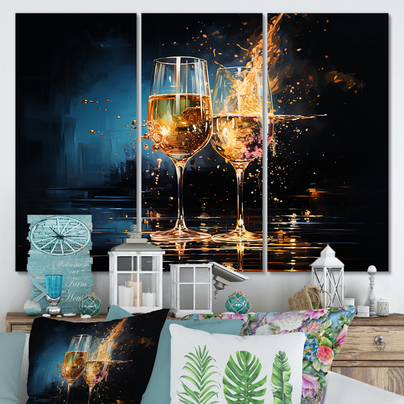 Vin Claret Brilliance Cheers - Art mural vin, Toile tendue, H 28 po x l 36 po