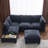90" U-Shaped Sectional Sofa Modular Sofa Couch With A Movable Ottoman , A Coffee Table With Hidden Charging Devices For Living Room-1410497900