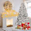 Arbre de Noël 4 pi avec 150 lumières UL et 21 pommes de pin naturelles - pointes en PVC enneigées, 366 pointes, structure à charnières, support en métal stable-1911660854-1911660847