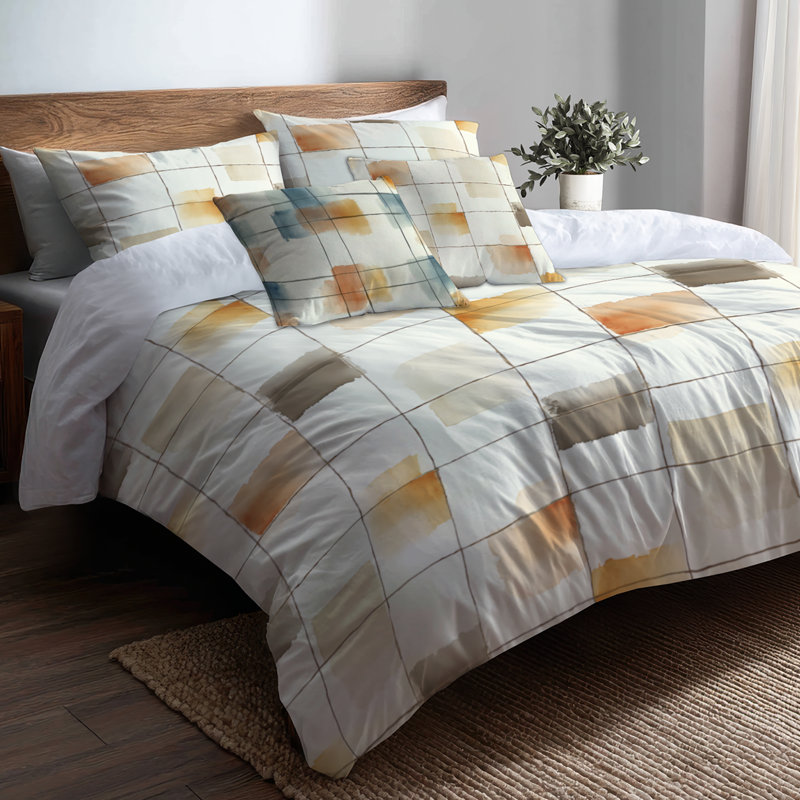 Ensemble de housse de couette et coussin décoratif Modern, Housse de couette pour lit simple + 4 pièces supp