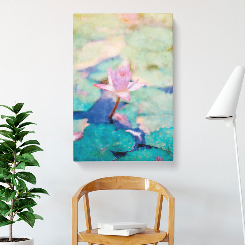 Pale Pink Water Lily - Wrapped Canvas, 60cm H x 40cm W x 3cm D