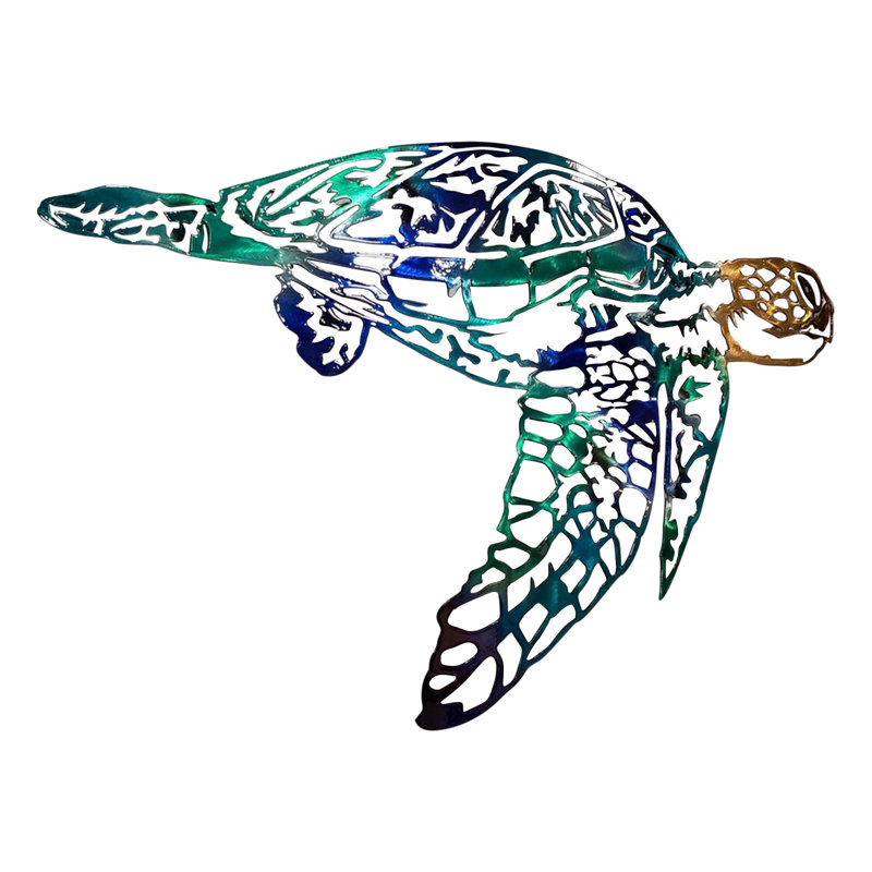 Décoration murale artisanale en forme de tortue de mer en fer forgé