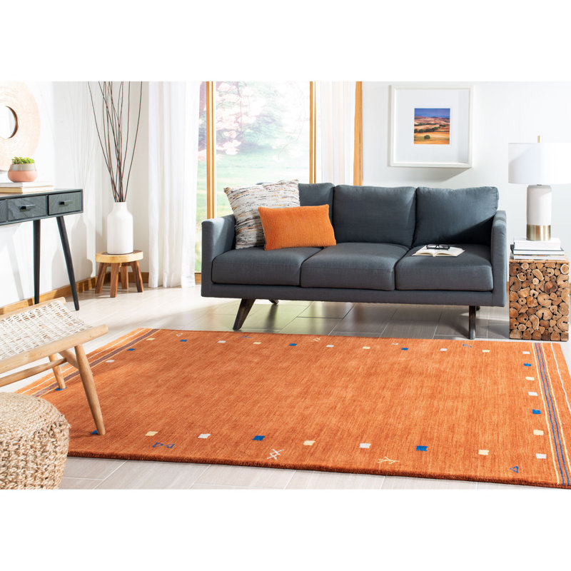 Danette Wool Rust Area Rug, Rectangle 3' x 5'