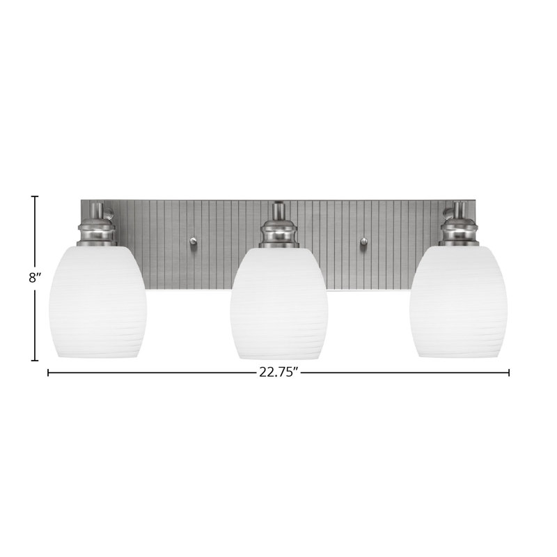 Éclairage pour meuble-lavabo à 3 lumières Jarquis, Nickel brossé, Blanc