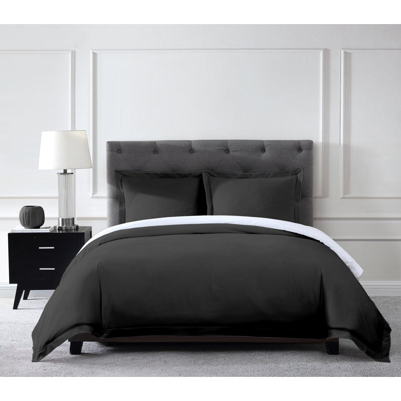 Ultra Percale Duvet Cover Set, Carbon, Queen + 2 Standard Pillow Shams