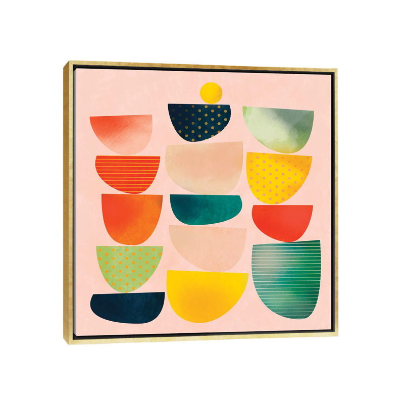«Mid Century Geometric Half Circles» par Ana Rut Bré - impression d'art graphique, Aucun mat, H 26 po x l 26 po x P 1,5 po