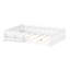 Lit plateforme double en bois pleine grandeur avec garde-corps et tablettes de rangement, base de lit en bois durable, blanc-1691452876-1691452877