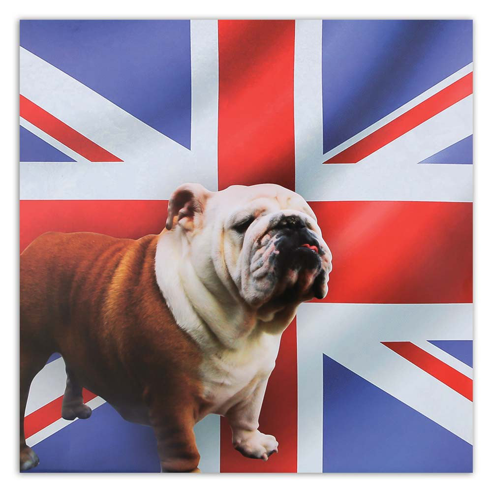 Leinwandbild English Bulldog On A Flag Background 16091