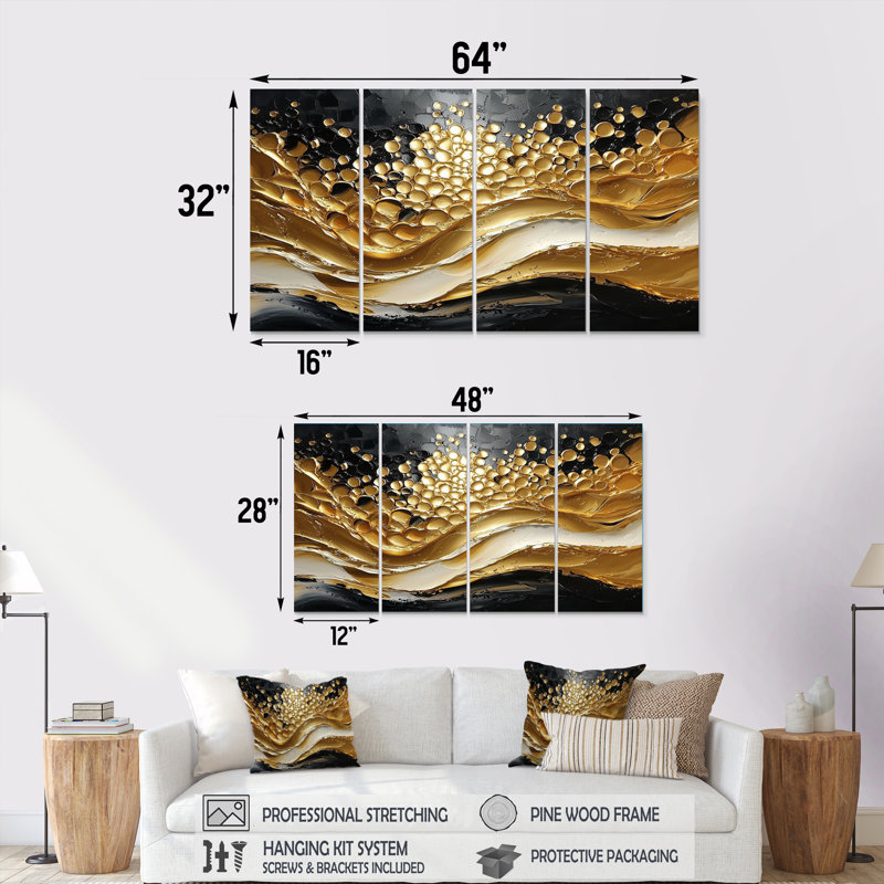 Mustafa - art mural moderne - toile abstraite d'art mural, 4, H 32 po x l 64 po