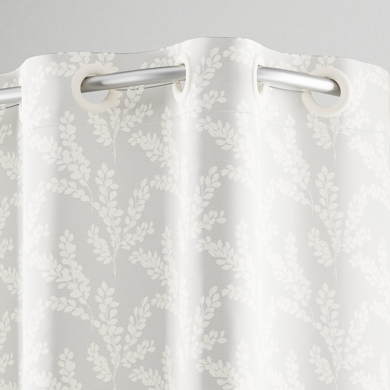 Beige Hookless Fabric Shower Curtain with Liner and Flex-On Rings