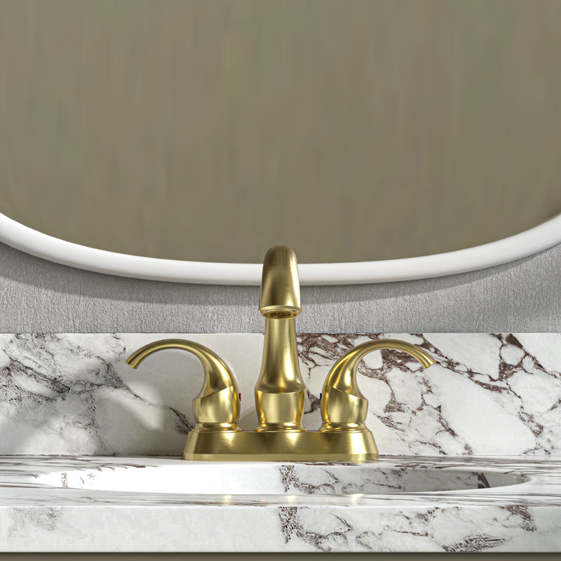 4 Inch 2-Handle Bathroom Faucet  with Aerator, Swan Style Bathroom Sink Faucet with Pop-Up Drain and Supply Hoses, Gold