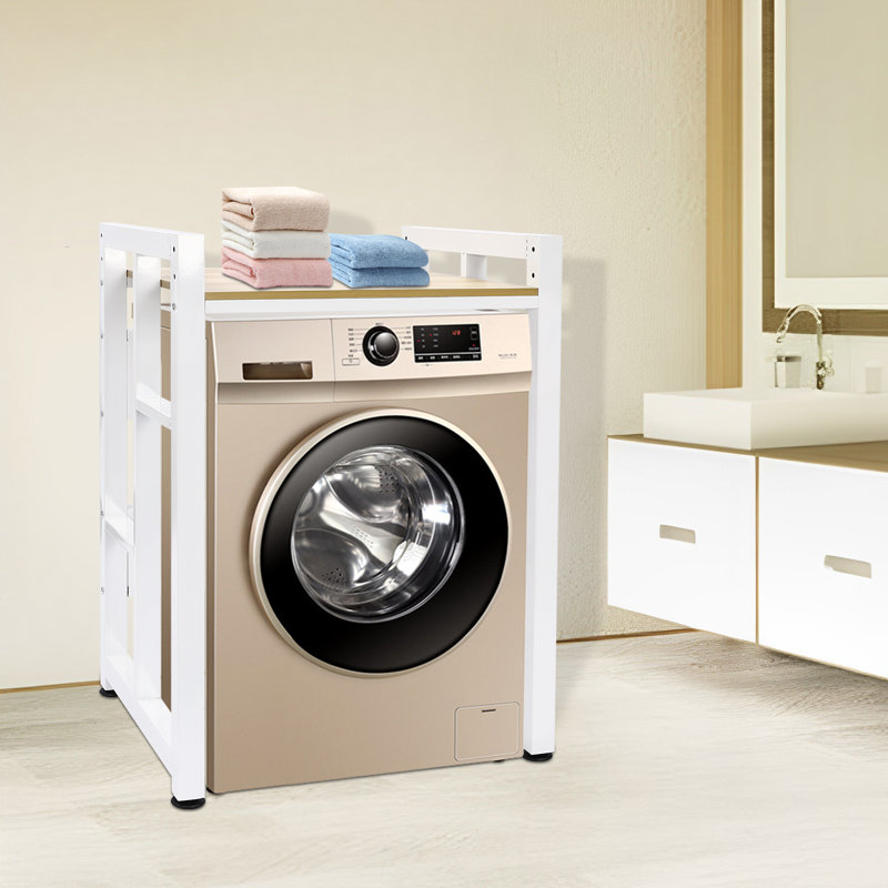 Étagère de rangement en métal à 2 couches pour laveuse et sécheuse, Blanc