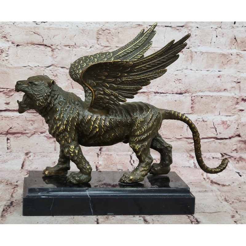 Sculpture majestueuse en bronze de Griffin - art fantastique créature lion-aigle