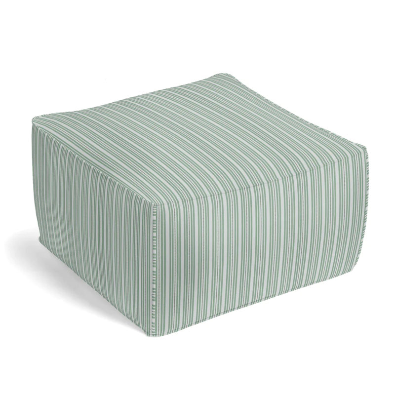 Upholstered Pouf, Sage 100% Cotton