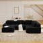 Ensemble de salon modulaire 4 places avec repose-pieds, canapé modulaire en velours côtelé profond, sans assemblage, noir-611571179