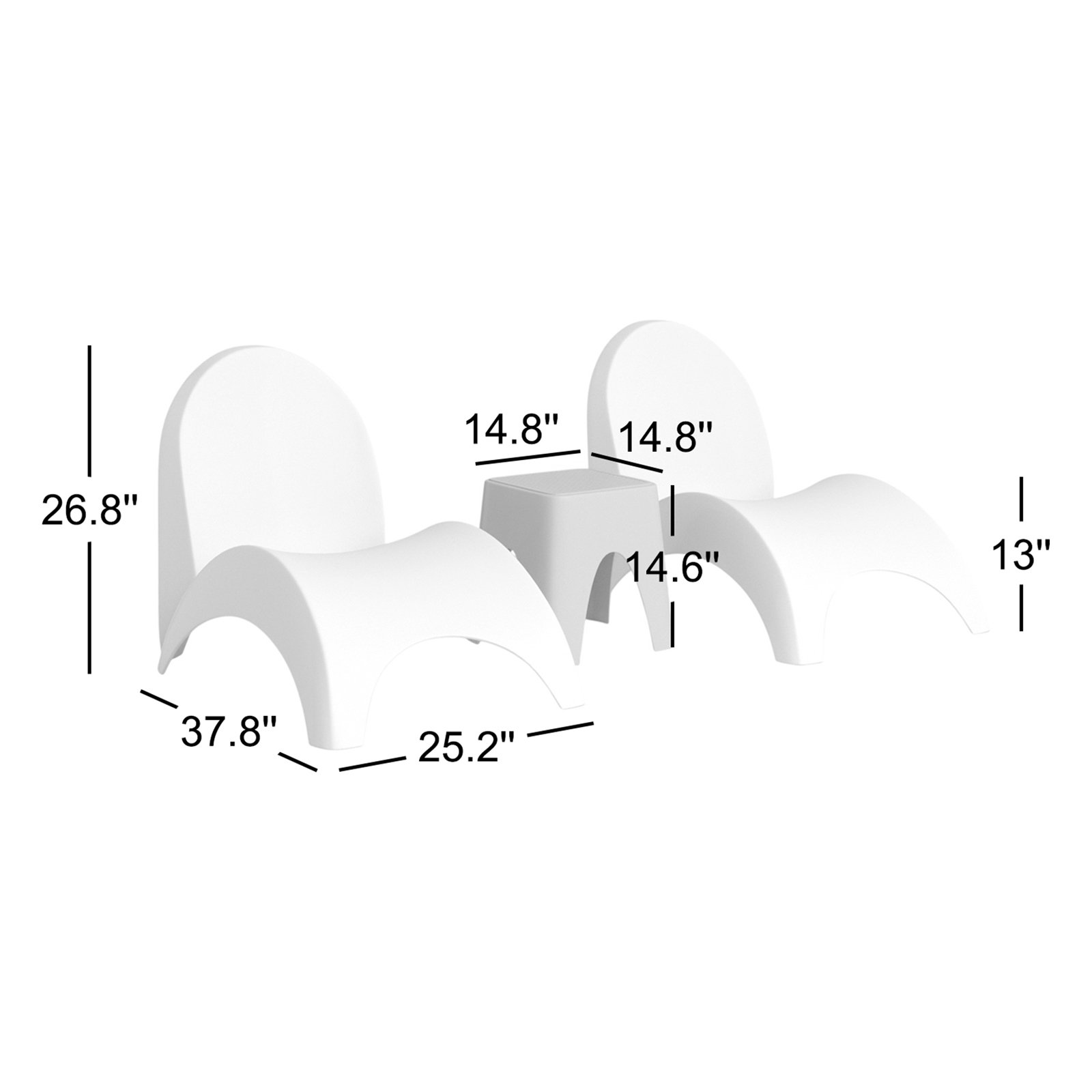 Frederick Angel Trumpet 3 Piece Seating Group, Black