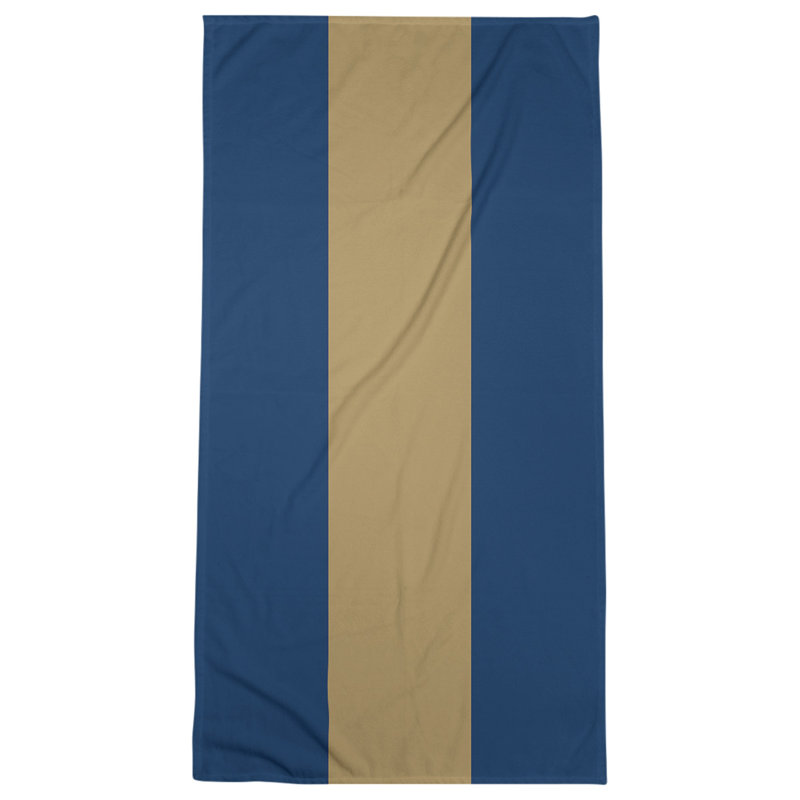 Cotton Blend Lightweight Bath Towel, Navy Blue/Gold