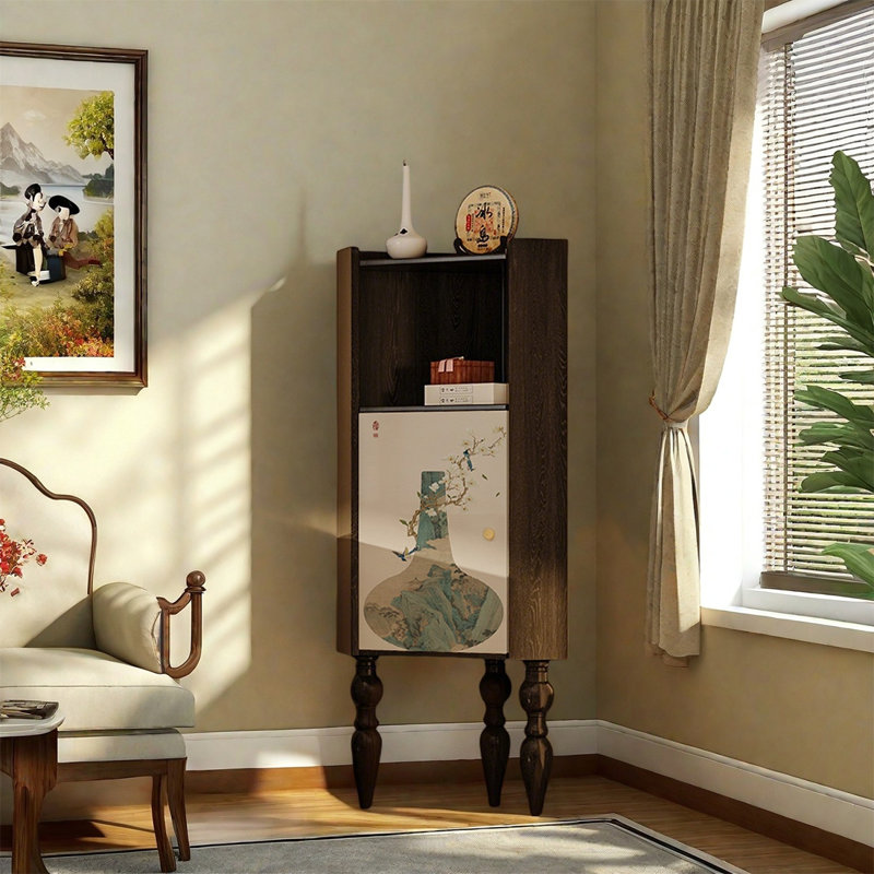 Armoire de rangement à porte simple en noyer
