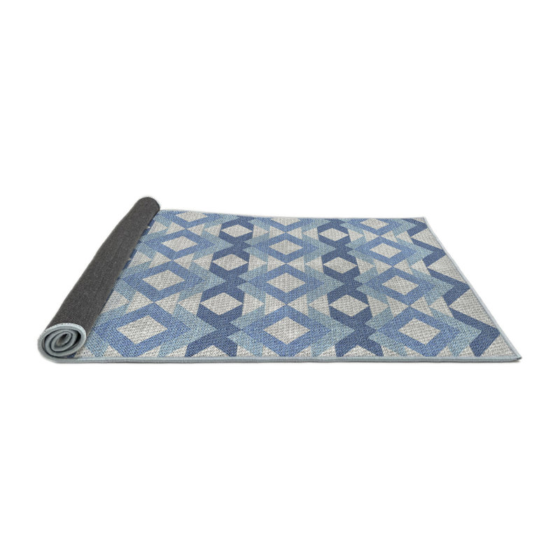 Tapis bleu ciel à motifs, Rond 3 pi