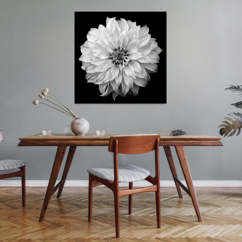 Dahlia iv contemporain avec art noir, noir et blanc, H 32 po x l 32 po