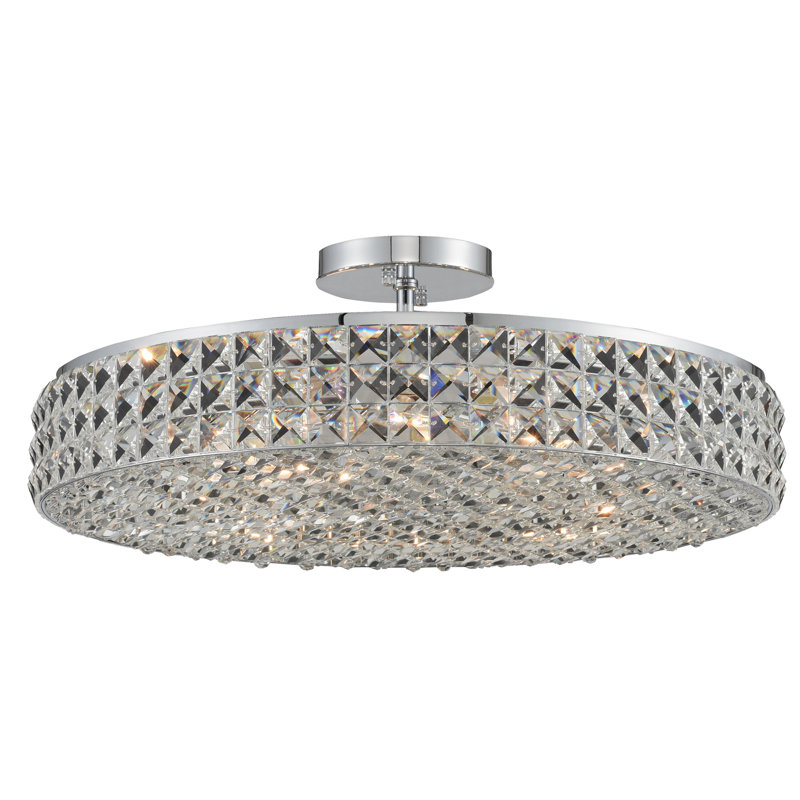 Loro 8 LT Chrome/Clear Semi-Flush Mount Allegri