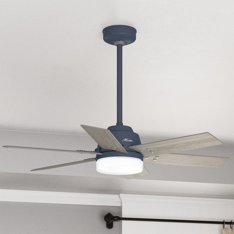 44" Pacer 6 - Blade Ceiling Fan with Lights and Remote, Blue 
