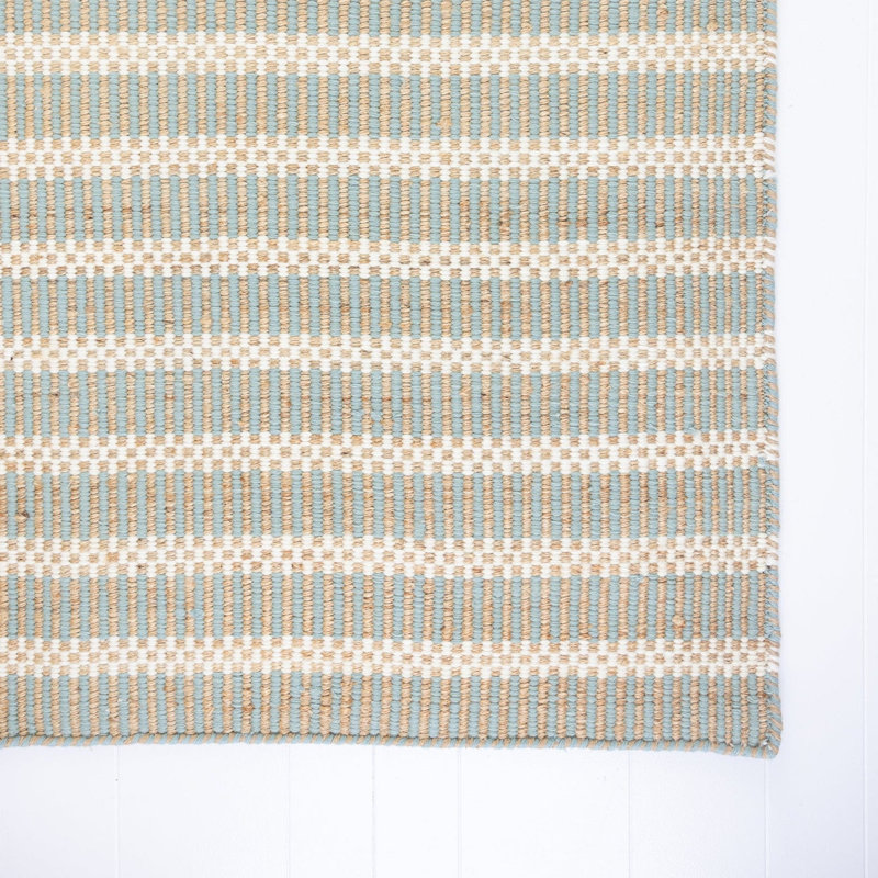 Jute & Wool Striped Rug, Sea Blue, 8' x 10'