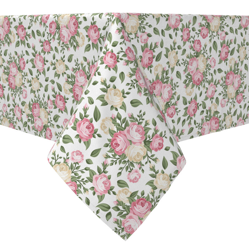 Rectangular Floral Cotton Twill Table Runner