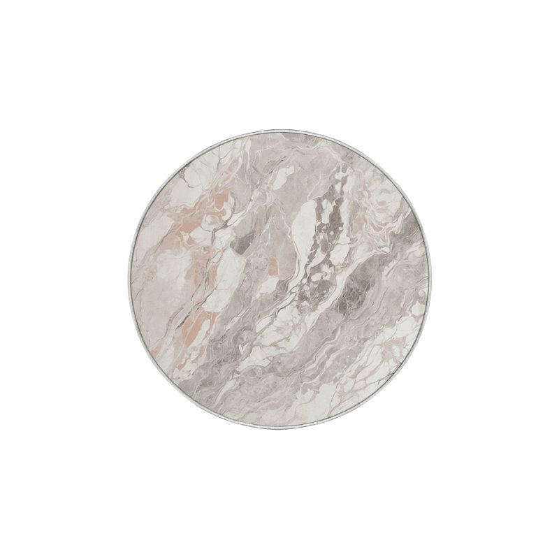 Tapis beige lavable à la machine, Rond 7 pi