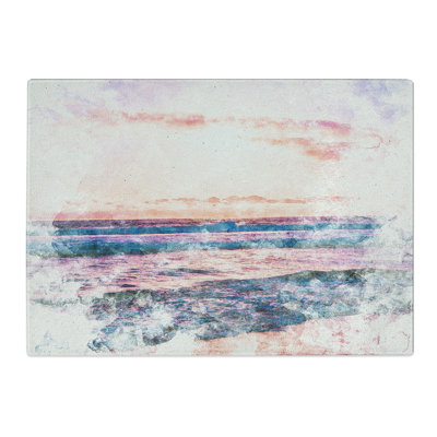 Tempered Glass Pink Beach Chopping Board