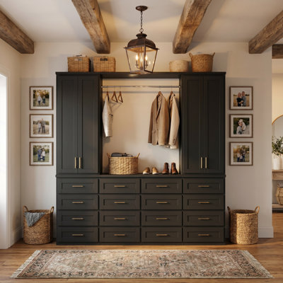 Hall Tree With 16 Drawers, 2 Cabinets & Coat Rack