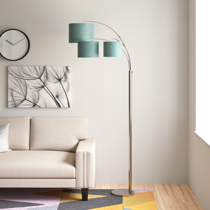 Johana 84'' Arched Floor Lamp, Brushed Nickel, Turquoise