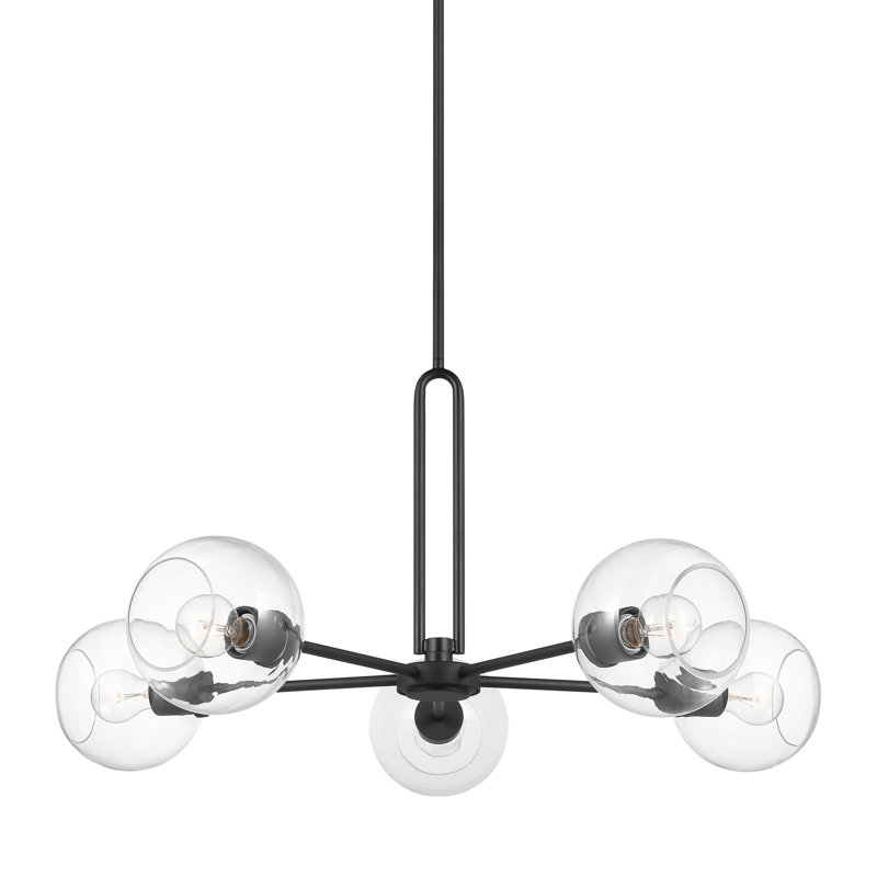 Hanford 5 - Light Dimmable Sputnik Modern Linear Chandelier, Midnight Black