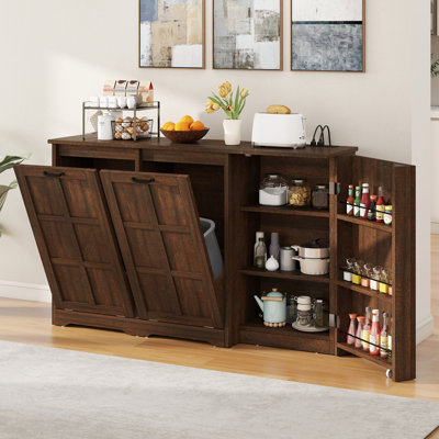 Armoire à poubelle double basculante Balconera avec prises de courant et tablettes réglables