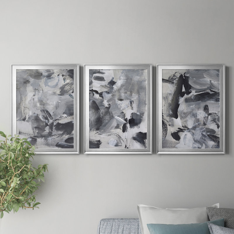 «Black & White Mix I», reproduction encadrée de qualité supérieure - prête à être accrochée, H 30,5 po x l 67,5 po x P 1 po
